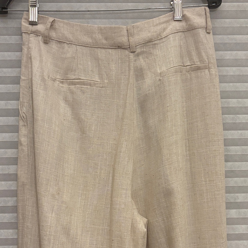 Aakaa Cream Pleated High Waisted linen Trousers - size M/waist 27/inseam 30 - Picture 6 of 6